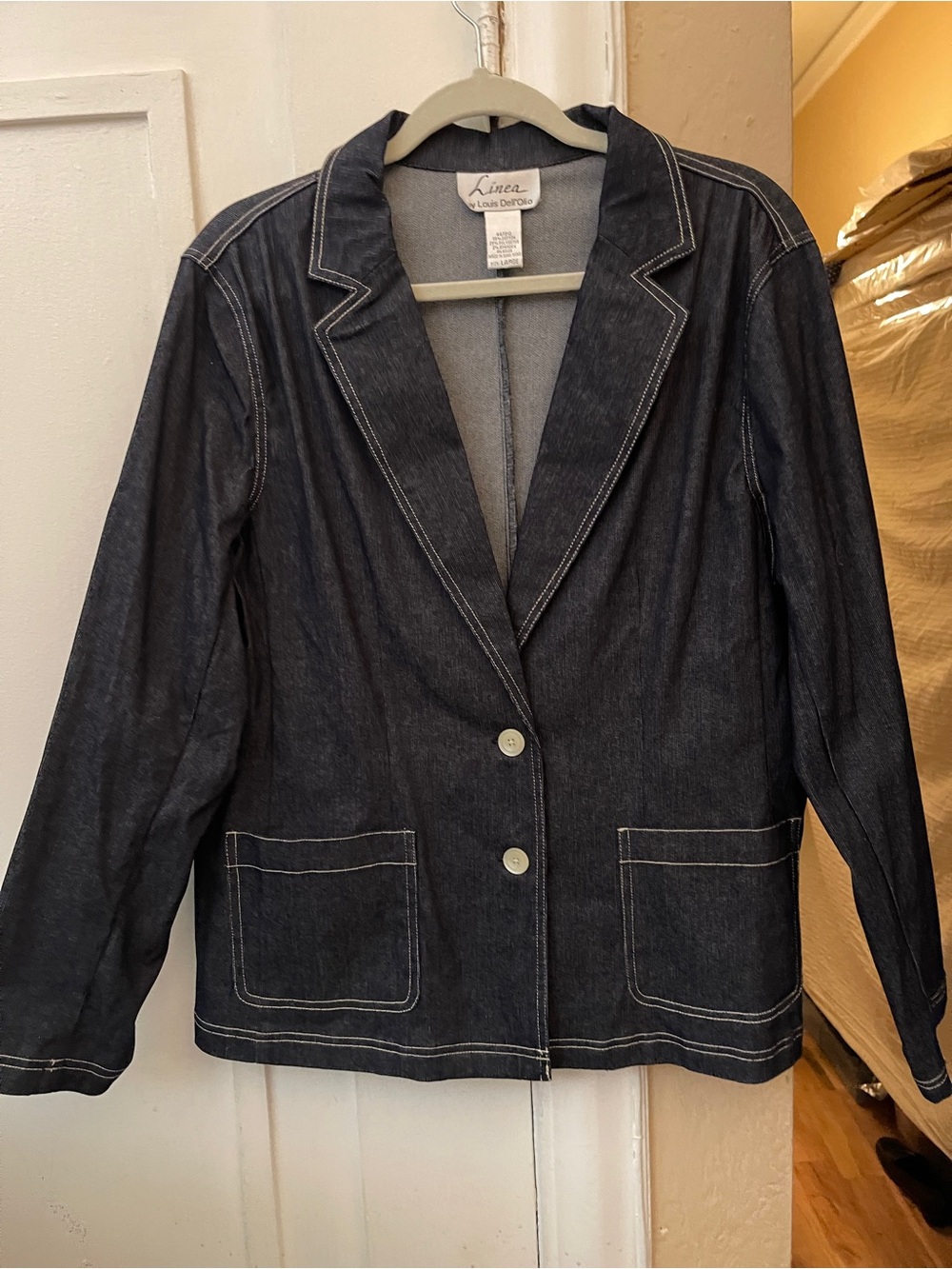 Linea by Louis Dell'Olio Navy Denim Blazer with Contrast Stitching